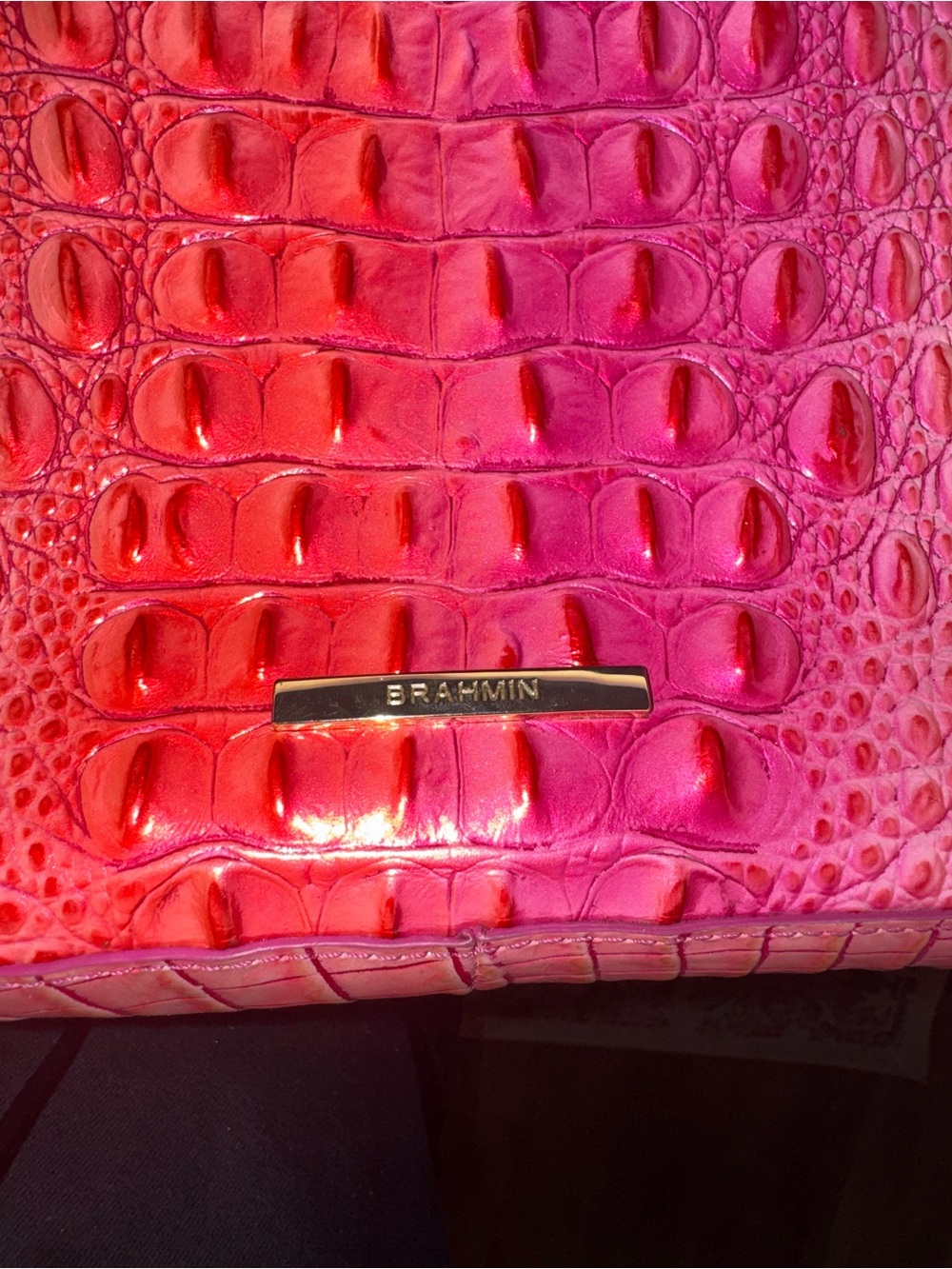 Brahmin Pink Croc-Embossed Shoulder Bag - Picture 7 of 7